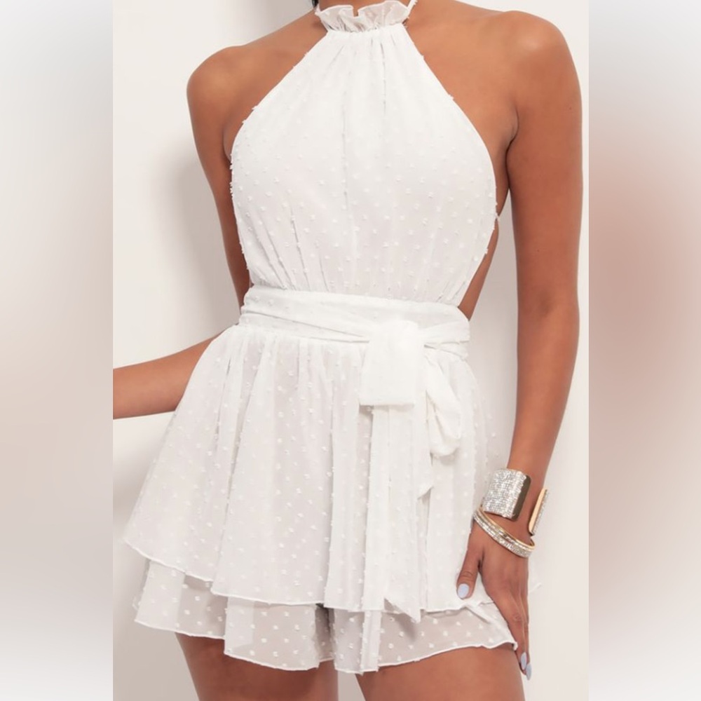 White textured Romper